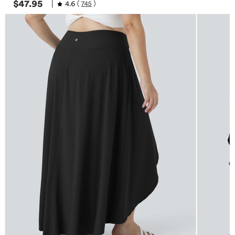 Halara Black Maxi Skirt + Built In Shorts High Waist Stretchy Flowy High Low M - Picture 2 of 7
